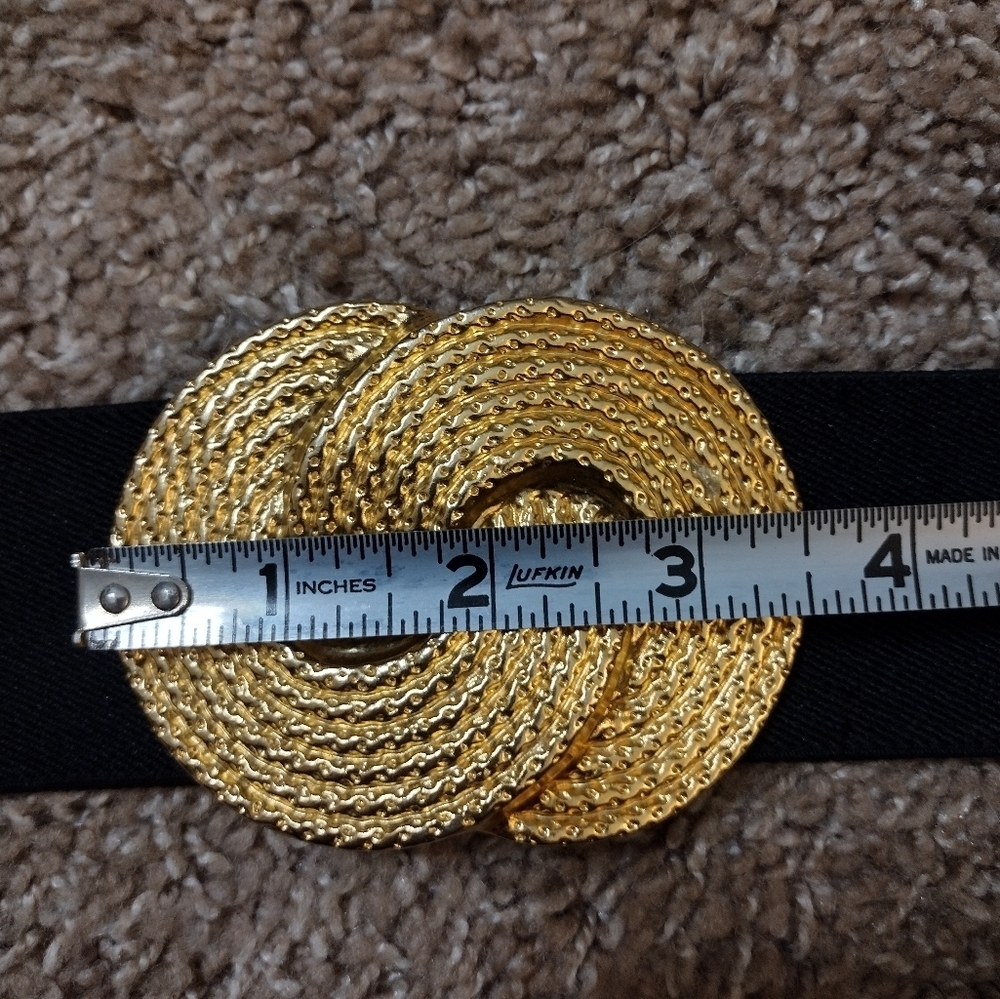 Nan Lewis Vintage Golden Buckle Elastic Stretch Belt - Picture 9 of 9